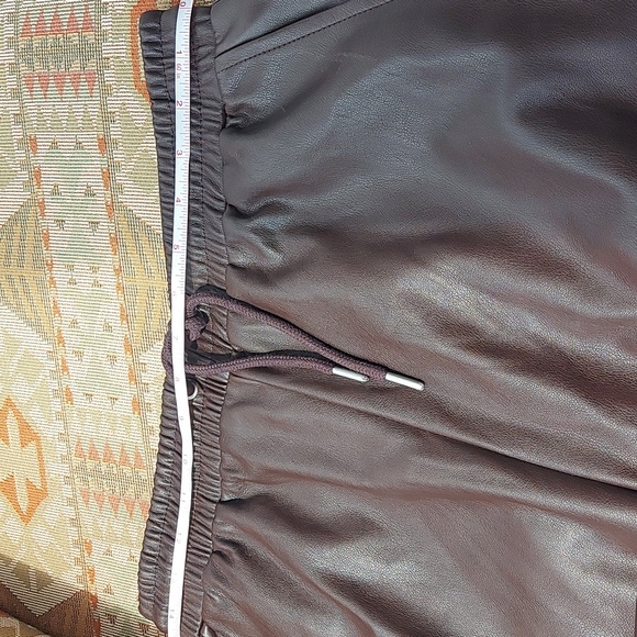 Avec Les Filles Faux Leather Joggers Brown Size Medium - Picture 4 of 9
